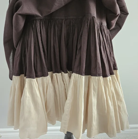 Max Mara SportMax Cotton Empire Midi Dress Size 10 Brown Quiet Luxury Regency - Picture 7 of 12